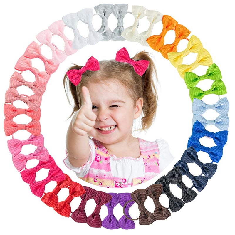 Moonstone 40PCS 2 Inches Mini Tiny Elastic Grosgrain Ribbon Hair Accessories for Girls Kids Toddlers - Image 1